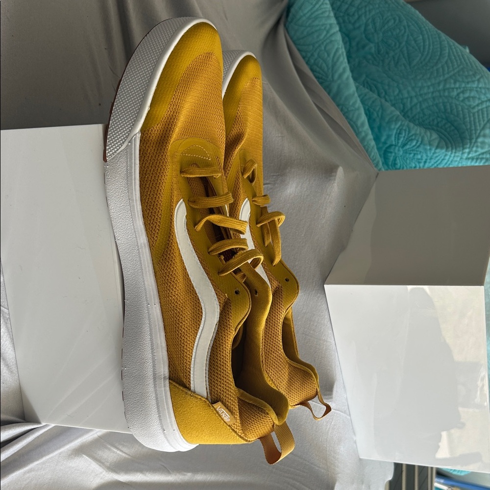 Vans Yellow and White Athletic Shoes